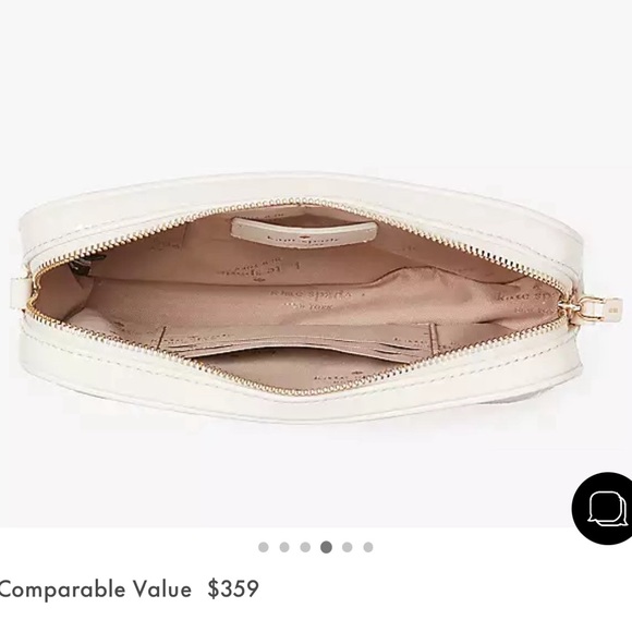 💕🎁 Kate Spade Glimmer Quilted Patent Leather Boxed Crossbody Set in parchment - Picture 6 of 15